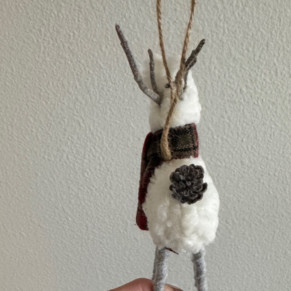 Hobby Lobby White and Gray Reindeer Ornament with Red Scarf - Picture 3 of 6